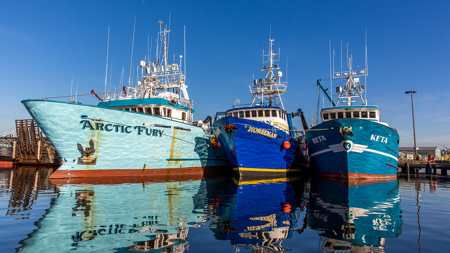 Fishing vessels at Fishermen's Terminal, Port of Seattle, WA. March, 1 2015