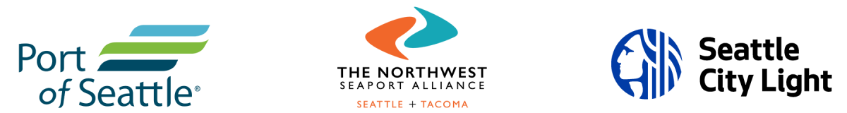 Port of Seattle logo, Northwest Seaport Alliance logo, and Seattle City Light logo