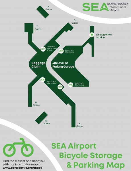SEA Airport bike storage and parking map