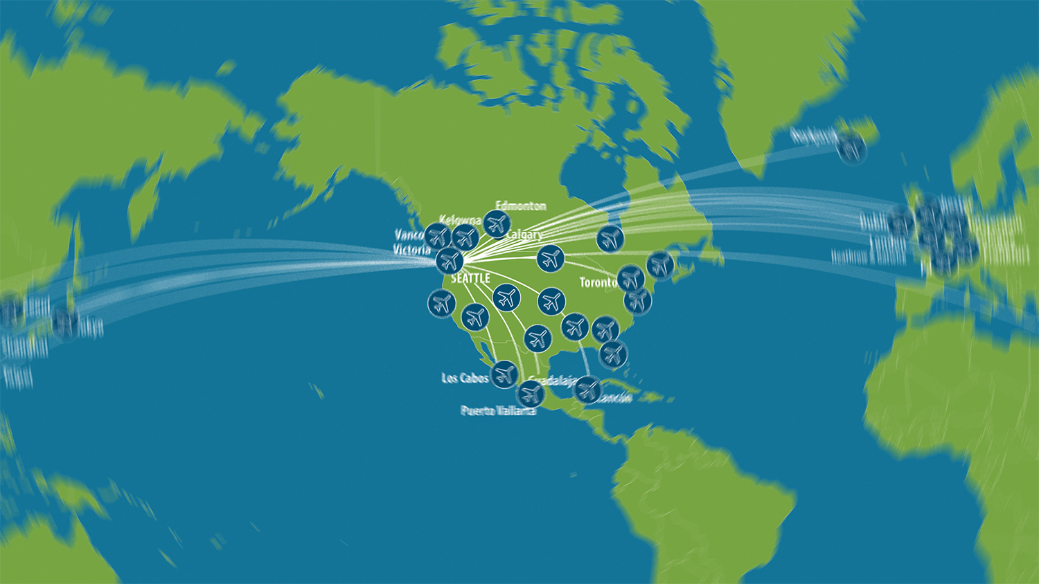 graphic route map with Seattle in the center and the rest blurred out