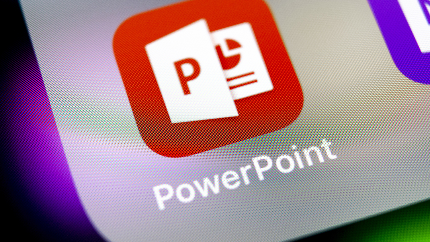PowerPoint icon on the face of a mobile device