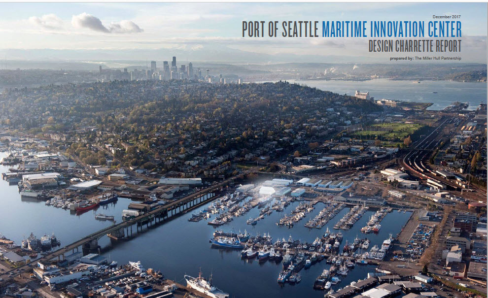 Front page of the report with an aerial view of Fishermen's Terminal