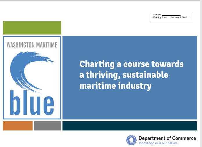 Cover page for the Washington State Maritime Blue Strategy