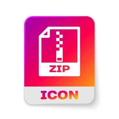 Zip icon in bright magenta and orange