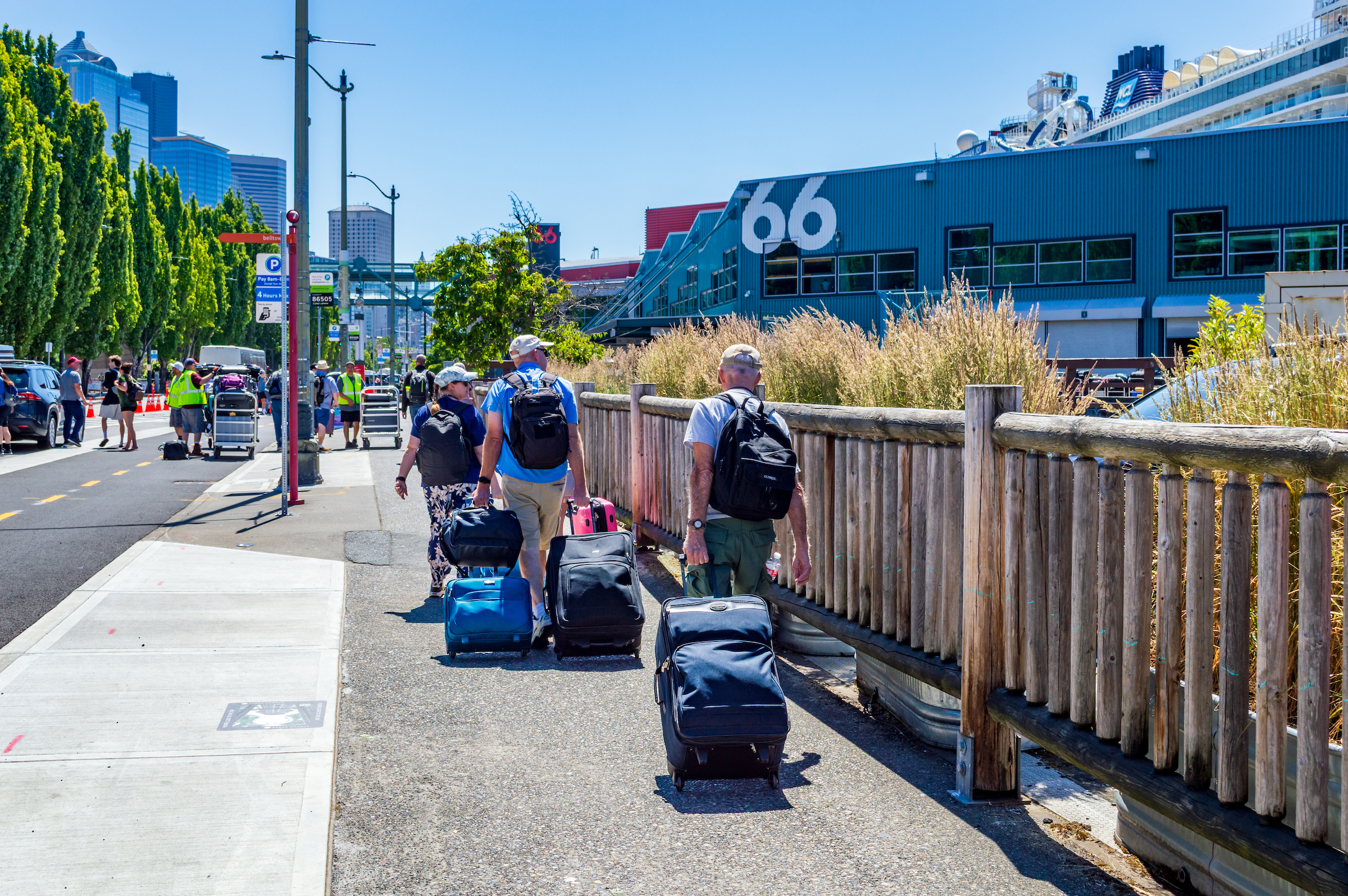 Passengers arriving at Pier 66