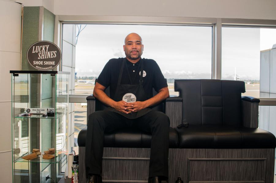 Marcus Smith is the owner of Lucky Shines -- Shoe Shine at SEA.
