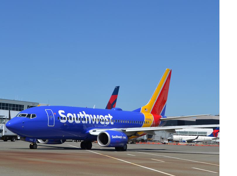 Southwest Airlines aircraft at Sea-Tac Airport