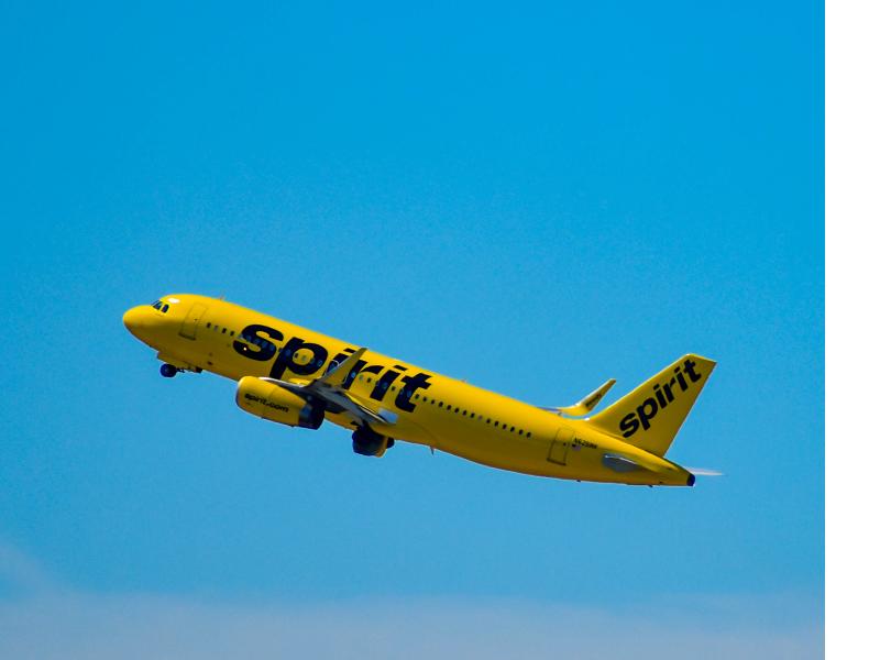 Spirit Airlines aircraft in flight