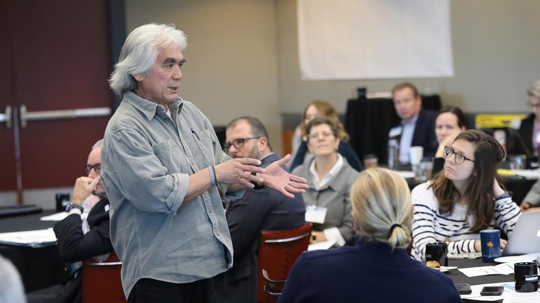 Chad Bowechop of the Makah Tribe contributes his thoughts during the workshop.