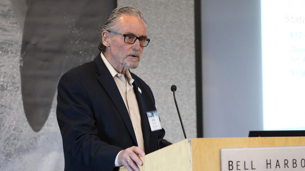 Port of Tacoma Commissioner John McCarthy addresses workshop attendees.