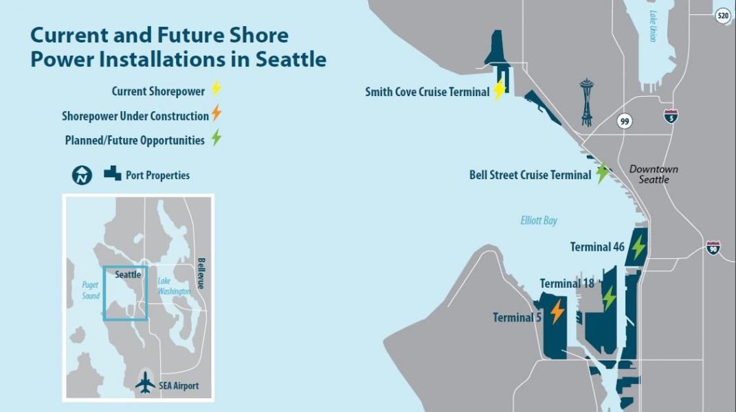 Map of shore power installations at the Port