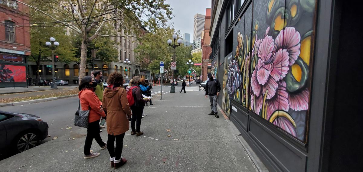 Participants on a Street Art Seattle Community Tour