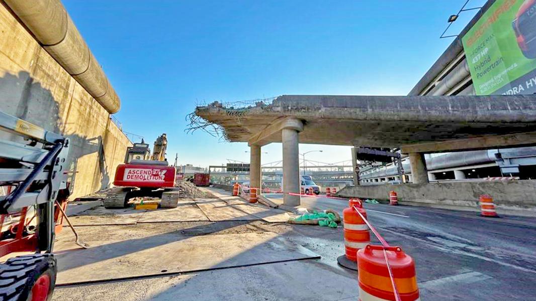 Demolition of the north span of roadway ramp