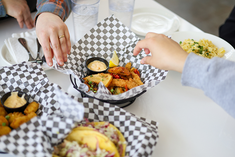 A variety of seafood dishes from Salty's at the SEA