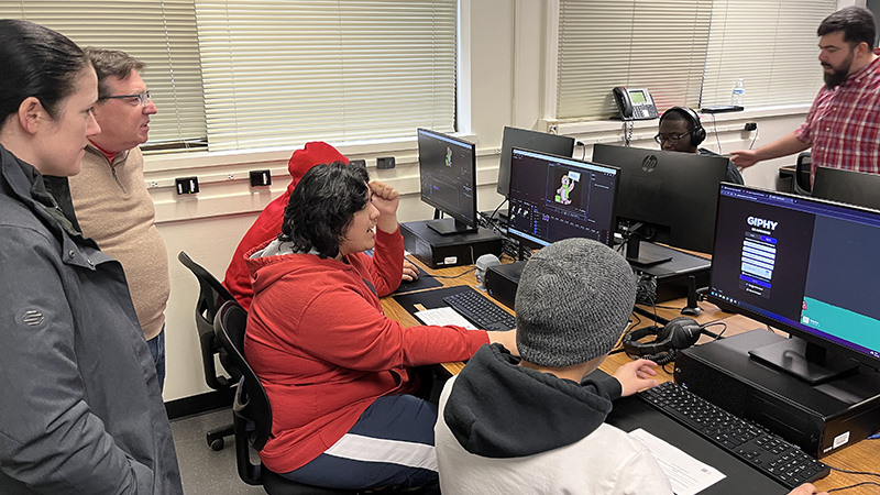 Port staff work with PSSC students on their projects.