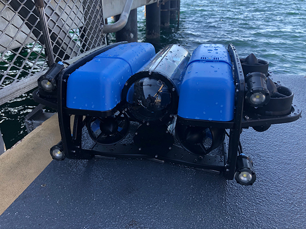 The Blue2 underwater ROV isits ready on a pier in Elliott Bay