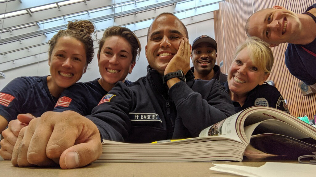 Stephanie McGinnis with other Port firefighters.