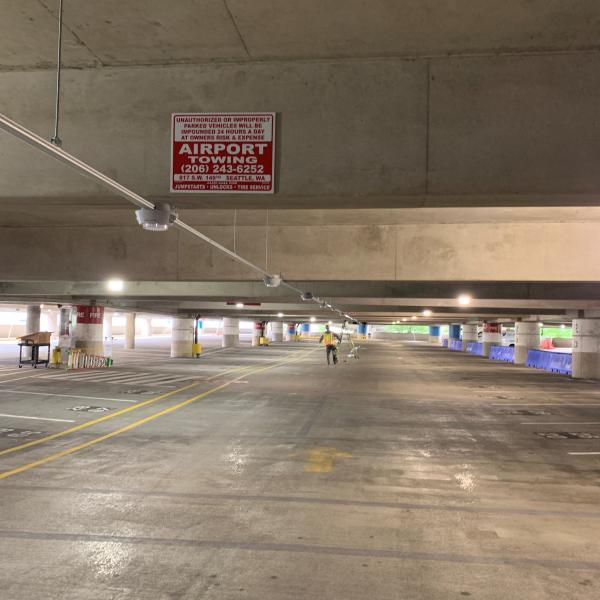 Beginning installation of Automated Parking Guidance System on Floor 2.