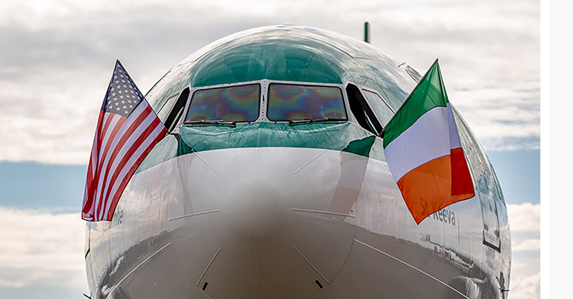 Inaugural flight of Aer Lingus arrives at Sea-Tac Airport May 18, 2018