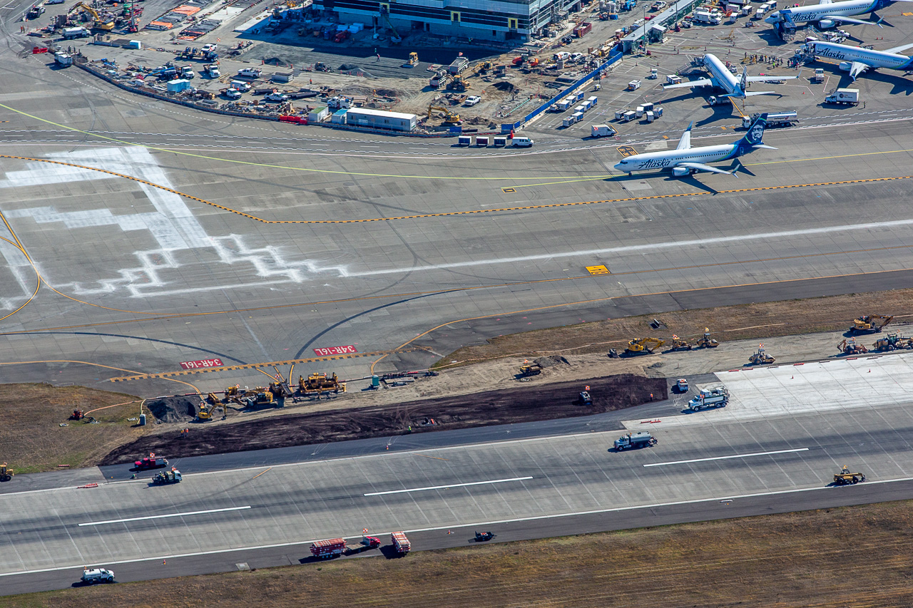 An Aerial View of Sea-Tac Airport's Runway Construction