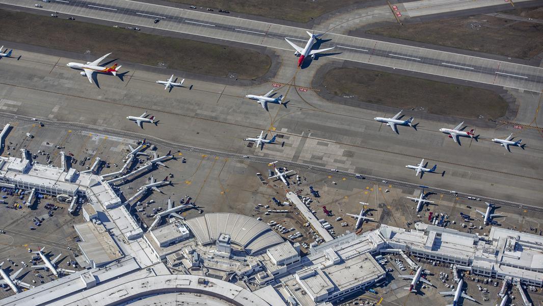 planes taxiing at Sea-Tac Airport 