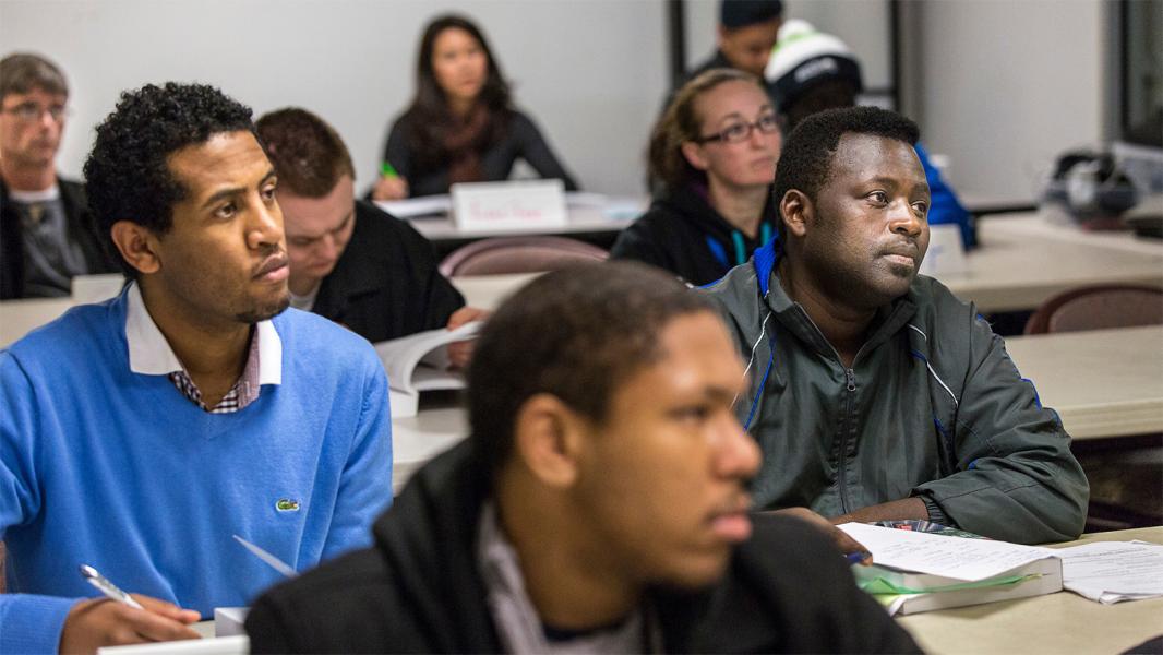 Diverse mix of students learn to better their career options at SEA Airport, Jan. 2014