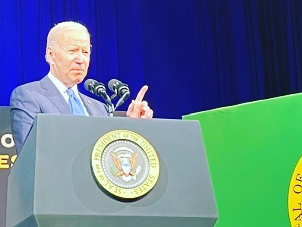 US President Joe Biden at Green River College in April 2022