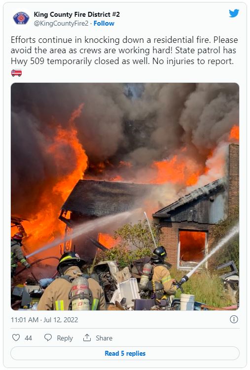 King County Fire District 2 Tweet