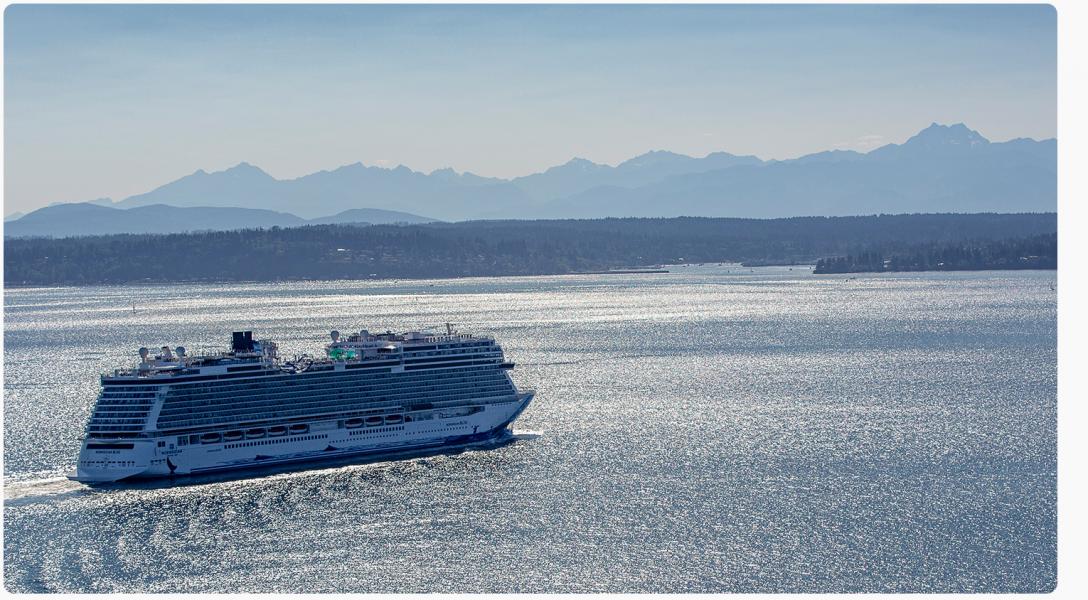 Cruise vessel in Elliot Bay, Seattle, WA, July 2018