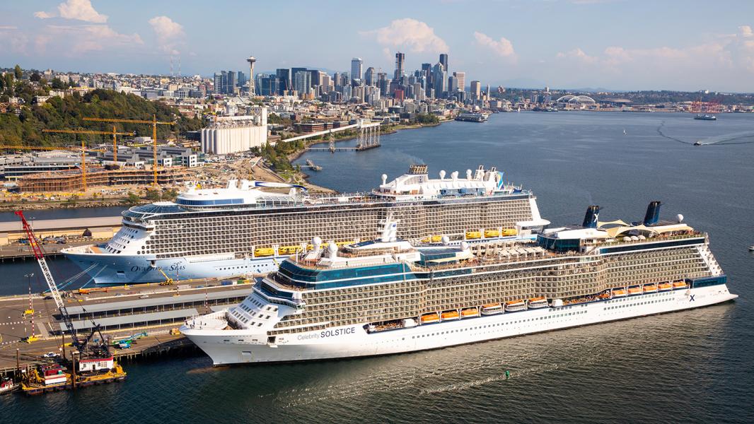 Cruise ships berthed at Smith Cove Cruise Terminal in Seattle June 6 2019