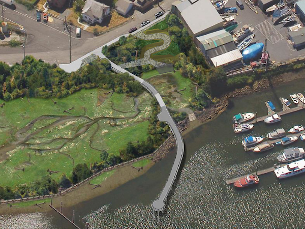 Aerial shot of the Duwamish River People's park
