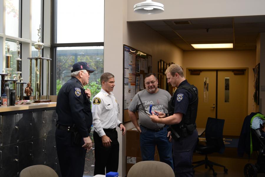 Port Police Officers are thanked for their lifesaving efforts.