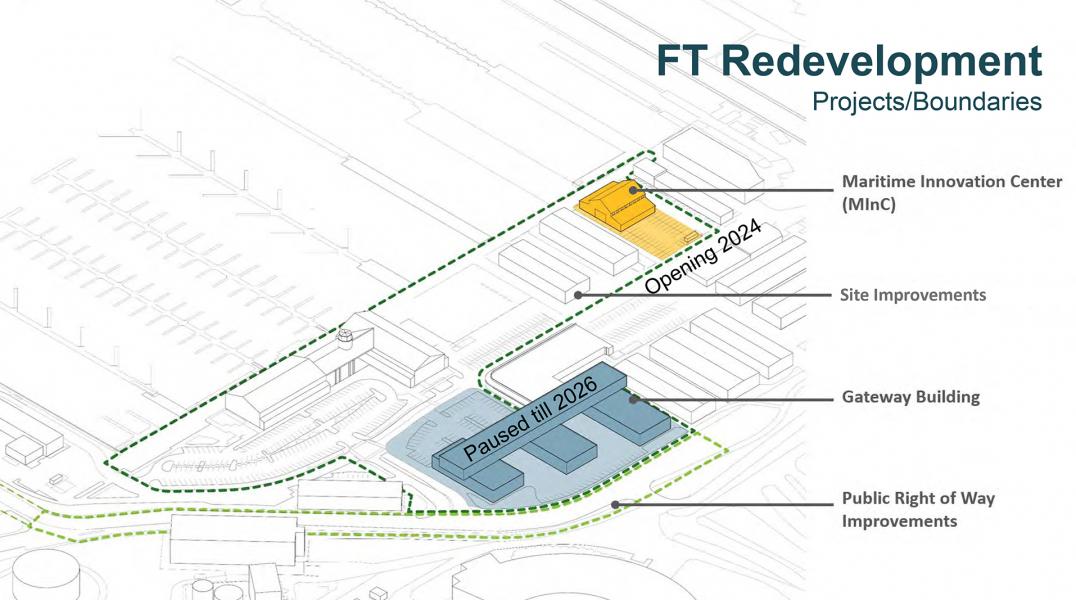 Simple map rendering of projects part of the Fishermen's Terminal Redevelopment