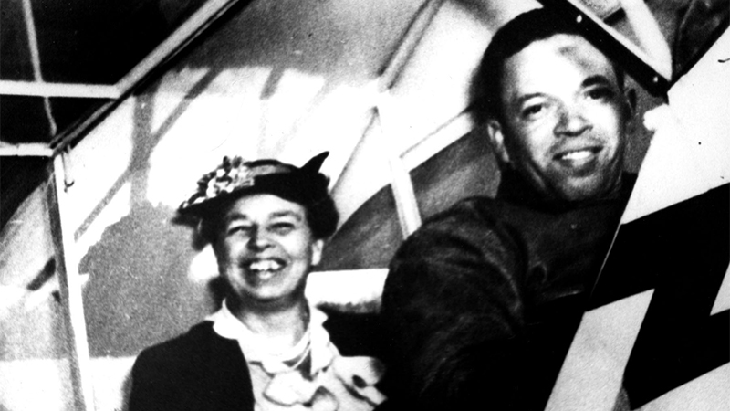 Eleanor Roosevelt and Chief Alfred Anderson in an aircraft