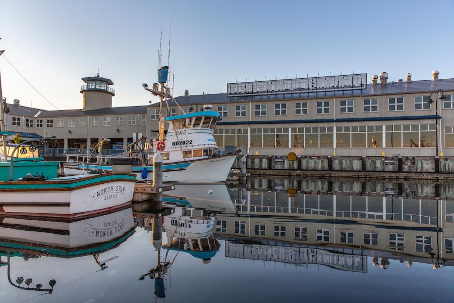 Fishermen's Terminal with fishing boats in the water