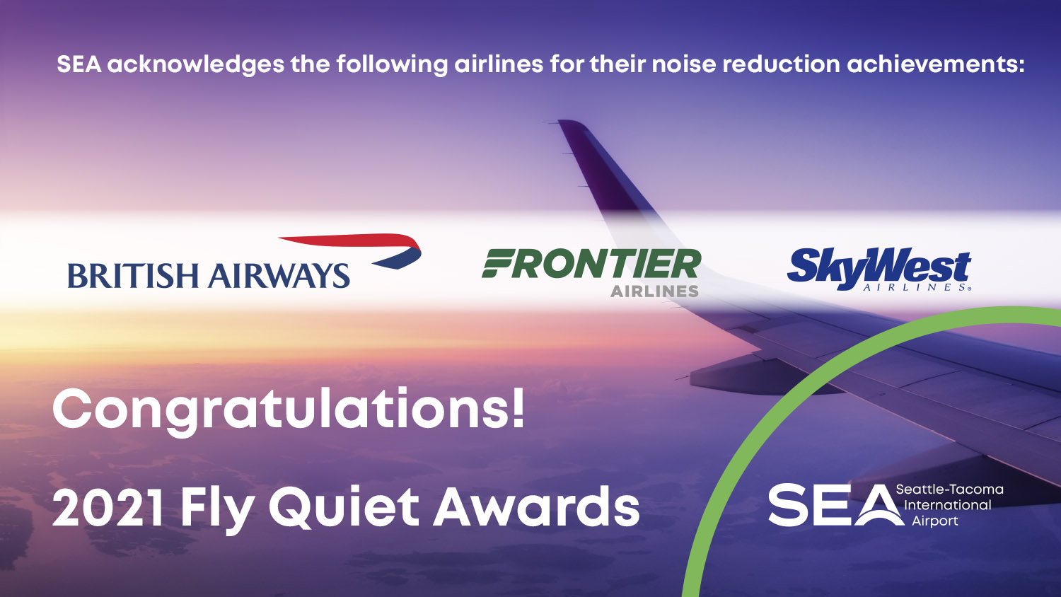 Congratulations British Airways, Frontier Airlines and SkyWest Airlines our 2021 award winners