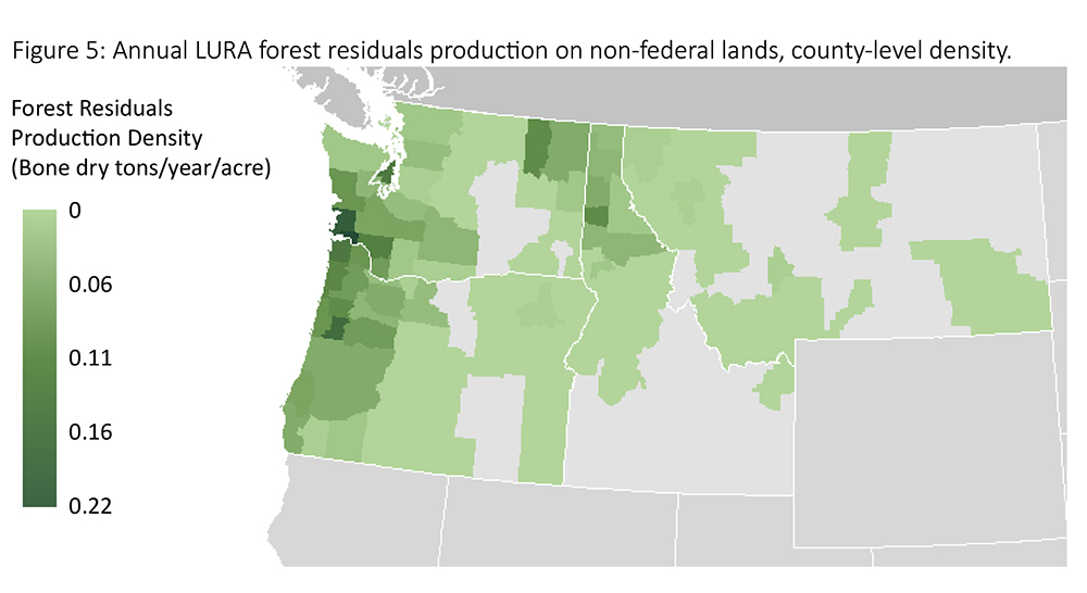 Geographic Density of Forest Residuals Map