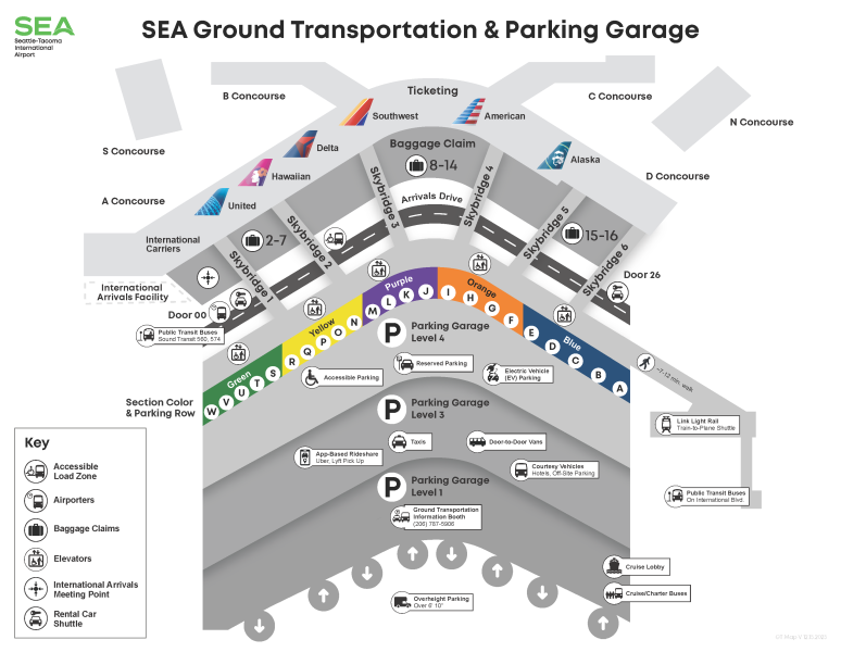SEA Airport parking garage map.