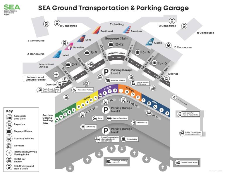 SEA Ground Transportation & Parking Garage Map