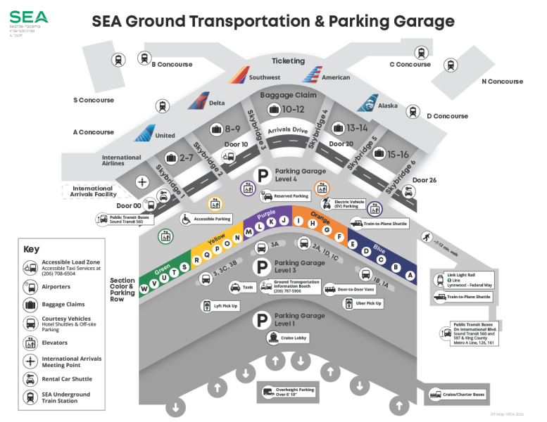 SEA Ground Transportation & Parking Garage map