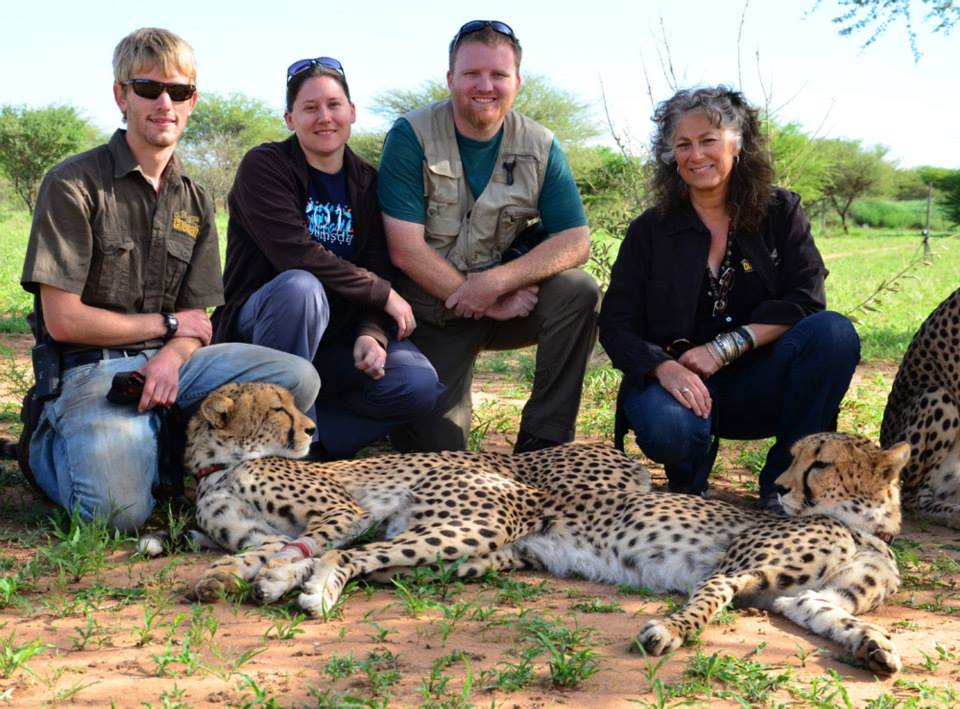 Mikki Viehoever and her husband on safari at the Cheetah Conservation Fund in Namibia