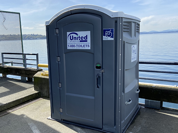 Portable restroom at Pier 66 specifically for truck drdivers