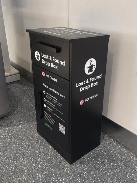 Lost and Found secure drop boxes are located throughout the concourses.