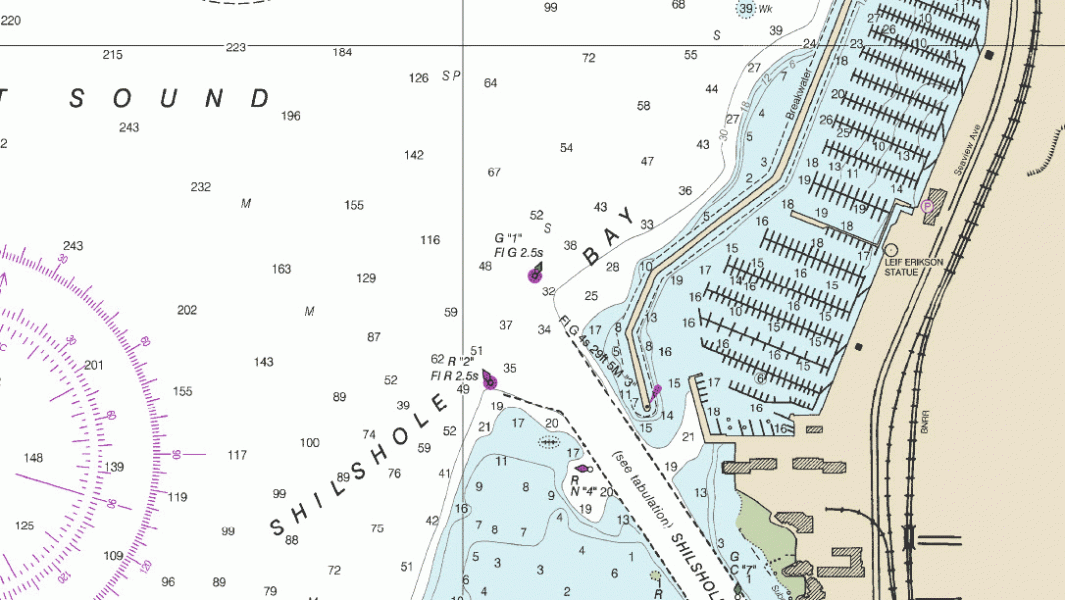 Leif Statue on Navigational Chart