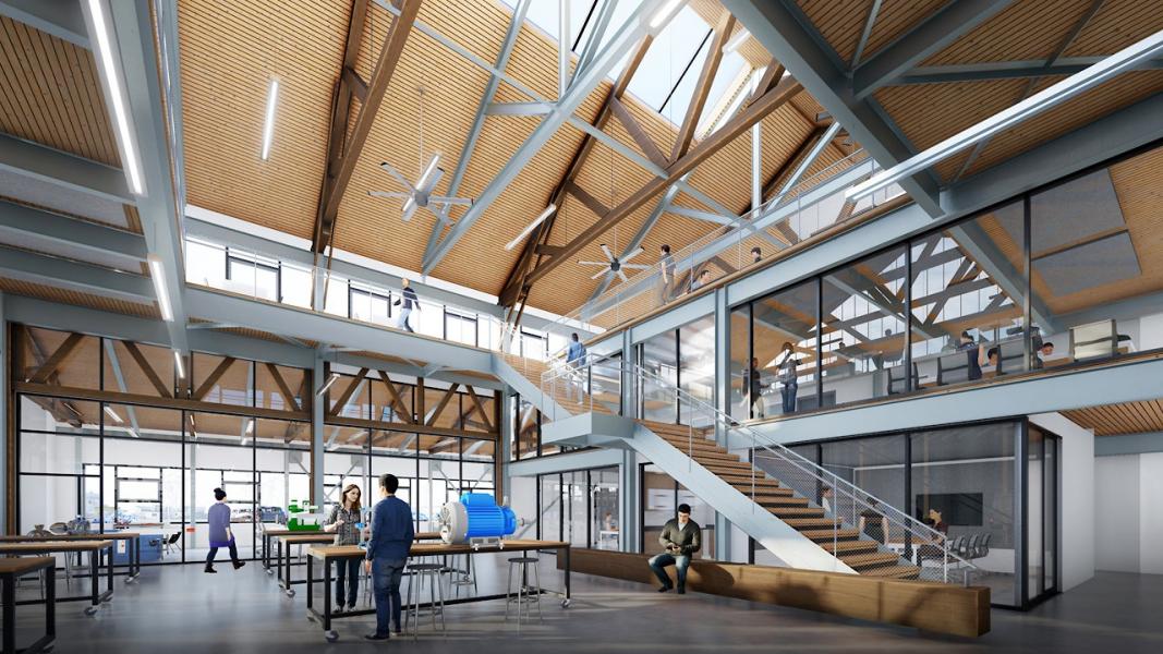Rendering of the interior space of the Maritime Innovation Center