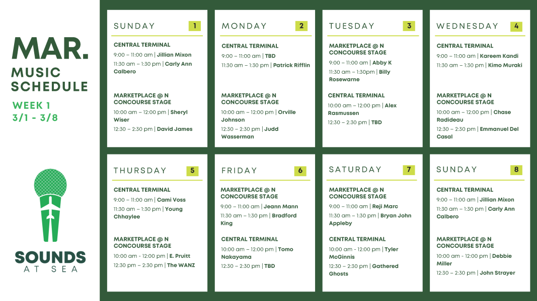 Sounds of SEA March Schedule