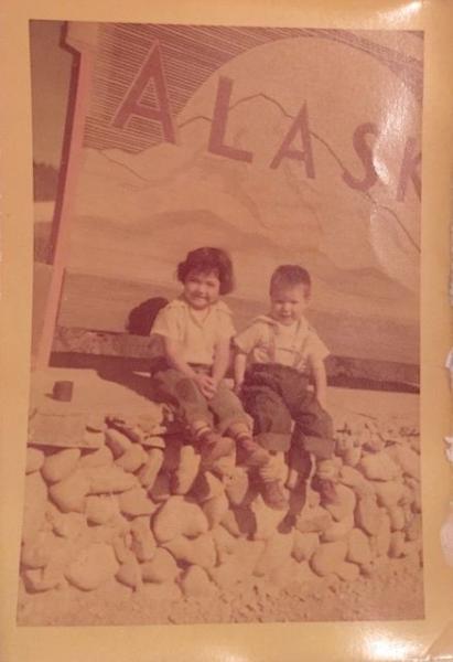 Two native Alaska children in vintage photo