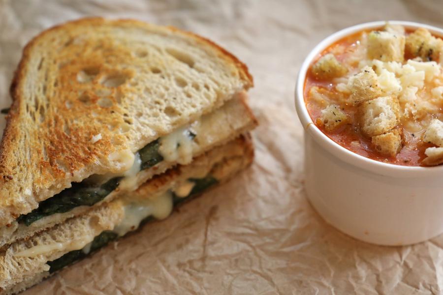 Grilled cheese and tomato cheese soup