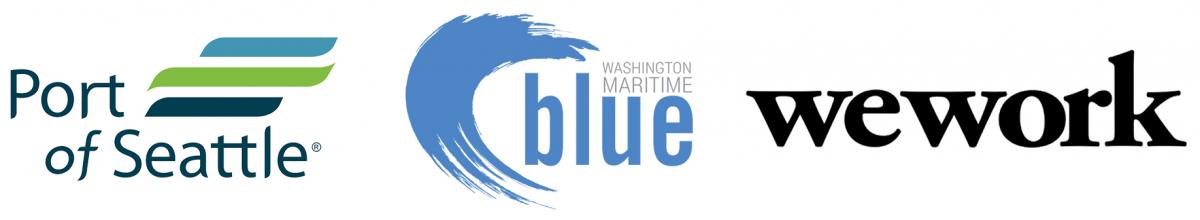 Port of Seattle, Washington Maritime Blue, and WeWork logos