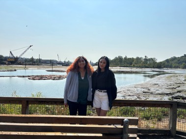 Interns Dionnah Hernandez and Moira Barrington at Duwamish River People's Park.